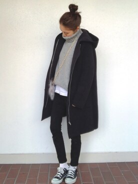 「MODE ROBE（モードローブ）のアイテム（その他アウター）」を使った、yurieさん（レディース・156cm）の冬コーディネート