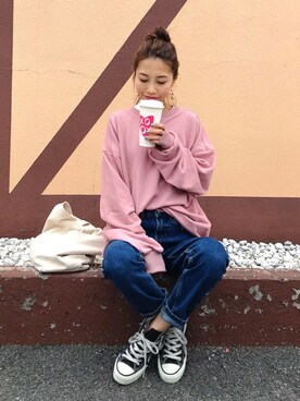 「GRL（グレイル）のアイテム（スウェット）」を使った、yurieさん（レディース・156cm）の冬コーディネート