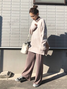 「GRL（グレイル）のアイテム（ピアス（両耳用））」を使った、yurieさん（レディース・156cm）の冬コーディネート