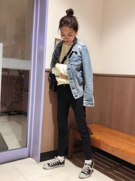 「STUNNING LURE（スタニングルアー）のアイテム（ジャケット/アウター）」を使った、yurieさん（レディース・156cm）の春コーディネート