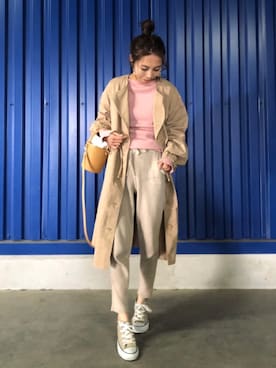 「GRL（グレイル）のアイテム（モッズコート）」を使った、yurieさん（レディース・156cm）の春コーディネート