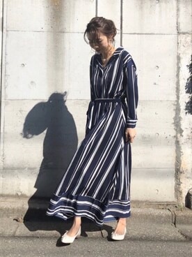「ポニーテール」｜「アイテム（シャツワンピース）」を使った、yurieさん（レディース・156cm）の春コーディネート