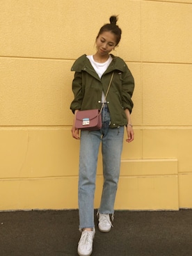 「GRL（グレイル）のアイテム（モッズコート）」を使った、yurieさん（レディース・156cm）の春コーディネート
