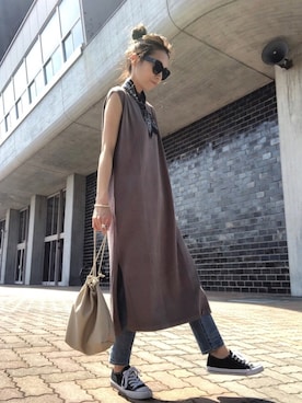 「ZOZO（ゾゾ）のスリムテーパードデニムパンツ［WOMEN］（デニムパンツ）」を使った、yurieさん（レディース・156cm）の春コーディネート