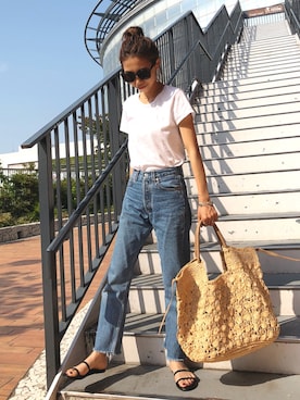 「Drawer（ドゥロワー）のアイテム（バッグ）」を使った、yurieさん（レディース・156cm）の夏コーディネート
