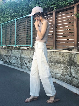 「GRL（グレイル）のアイテム（キャップ）」を使った、yurieさん（レディース・156cm）の夏コーディネート