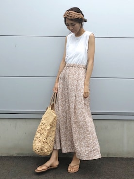 「TKEES（ティキーズ）の＜TKEES（ティキーズ）＞ トング サンダル◆（サンダル）」を使った、yurieさん（レディース・155cm）の夏コーディネート