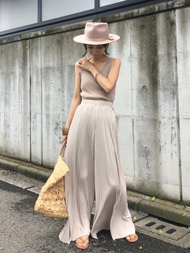 「SLOBE IENA（スローブイエナ）のアイテム（ハット）」を使った、yurieさん（レディース・155cm）の夏コーディネート