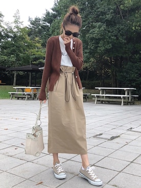 「GRL（グレイル）のアイテム（ピアス（両耳用））」を使った、yurieさん（レディース・156cm）の秋コーディネート