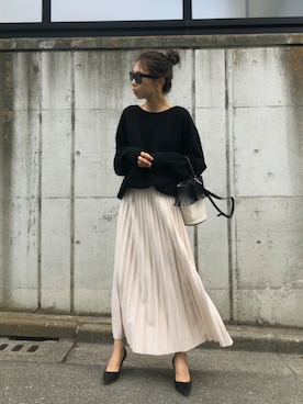 「GRL（グレイル）のプリーツスカート（スカート）」を使った、yurieさん（レディース・156cm）の秋コーディネート