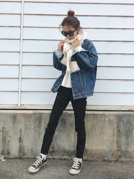 「Drawer（ドゥロワー）のアイテム」を使った、yurieさん（レディース・156cm）の冬コーディネート
