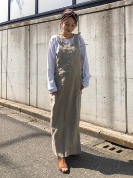 yurieさんの「Champion/ チャンピオン Long Sleeve T ワンポイント 無地 ロンT/長袖Tシャツ」を使ったコーディネート