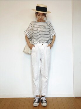 「AZUL ENCANTO（アズールエンカント）のアイテム（シャツ/ブラウス）」を使った、yurieさん（レディース・156cm）の夏コーディネート