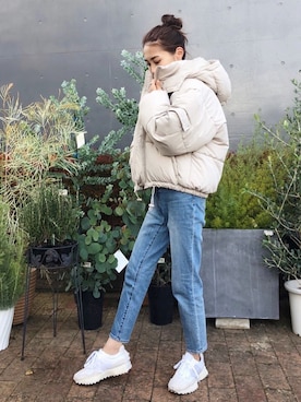 「fifth（フィフス）の中綿ショートダウンコート（ダウンジャケット/コート）」を使った、yurieさん（レディース・156cm）の秋コーディネート