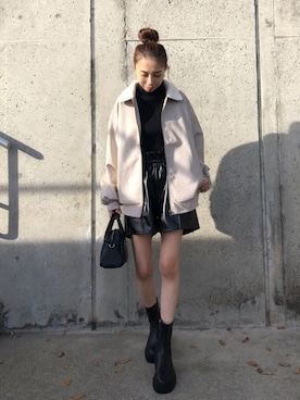 「GRL（グレイル）のアイテム（その他アウター）」を使った、yurieさん（レディース・156cm）の冬コーディネート
