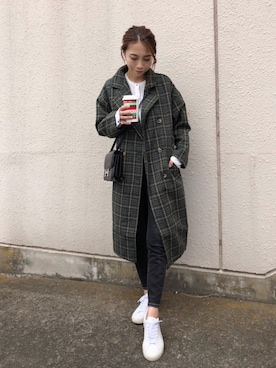 「GRL（グレイル）のアイテム（チェスターコート）」を使った、yurieさん（レディース・156cm）の冬コーディネート