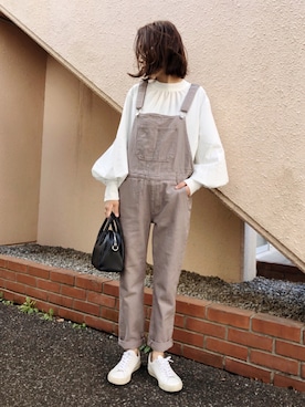 「GRL（グレイル）のアイテム（オールインワン・サロペット）」を使った、yurieさん（レディース・156cm）の冬コーディネート