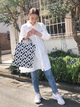「GRL（グレイル）のアイテム（シャツワンピース）」を使った、yurieさん（レディース・156cm）の春コーディネート