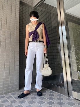 「たすき掛け」｜「アイテム（スリッポン）」を使った、DOさん（レディース・166cm）の秋コーディネート