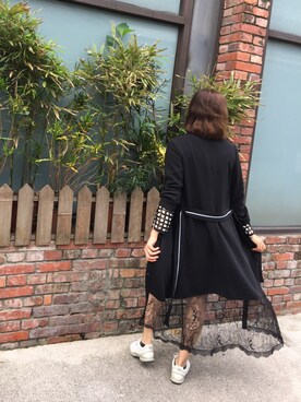 「秋」｜「アイテム（ピーコート）」を使った、Julia Jiangさん（レディース・168cm）の秋コーディネート