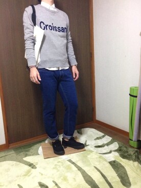 「シャツ×スウェット」｜ともさん（メンズ・170cm）の秋コーディネート