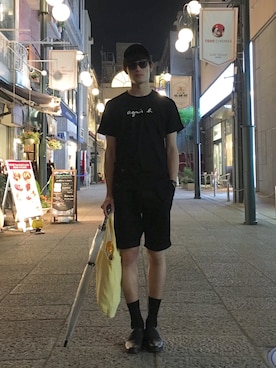 「ARMANI EXCHANGE（アルマーニエクスチェンジ）のアイテム（キャップ）」を使った、ふくべいさん（メンズ・182cm）の春コーディネート