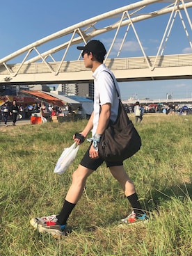 「BALENCIAGA（バレンシアガ）のBalenciaga Triple S Mesh, Nubuck And Leather Sneakers（スニーカー）」を使った、ふくべいさん（メンズ・182cm）の夏コーディネート