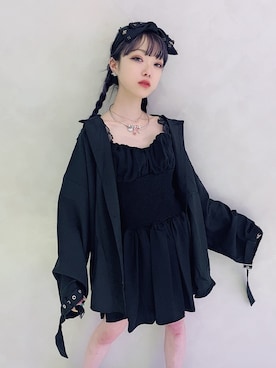 「ビッグシャツ」｜「アイテム（ワンピース/ドレス）」を使った、nanagalさん（レディース・155cm）の春コーディネート