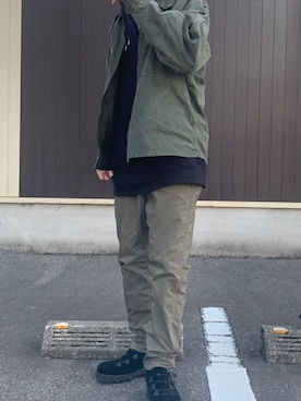 「古着のアイテム（ミリタリージャケット、グリーン系）」を使った、トヨタタタタイトさん（メンズ・167cm）の春コーディネート