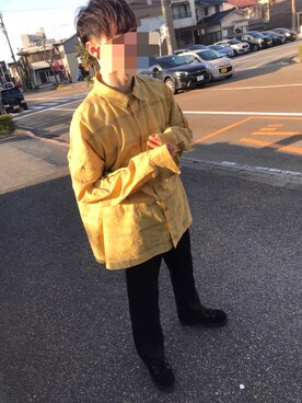 「WhoWhat（フーワット）のアイテム（シャツ/ブラウス、イエロー系）」を使った、トヨタタタタイトさん（メンズ・167cm）の春コーディネート