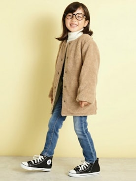 「リバーシブル」｜「アイテム（ノーカラージャケット）」を使った、petit　main・b-roomさん（キッズ・110cm）の秋コーディネート