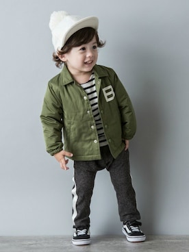 「petit main（プティマイン）のアイテム（帽子）」を使った、petit　main・b-roomさん（キッズ・87cm）の秋コーディネート