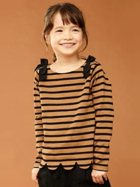 「petit main（プティマイン）のアイテム（Tシャツ/カットソー）」を使った、petit　main・b-roomさん（キッズ・120cm）の秋コーディネート