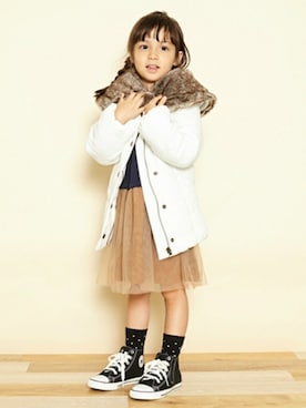 「b・ROOM（ビールーム）のアイテム（ジャケット/アウター）」を使った、petit　main・b-roomさん（キッズ・104cm）の秋コーディネート