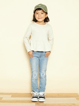 「コーデュロイキャップ」｜petit　main・b-roomさん（キッズ・110cm）の秋コーディネート