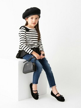 「petit main（プティマイン）のアイテム（ハンチング/ベレー帽）」を使った、petit　main・b-roomさん（キッズ・112cm）の秋コーディネート