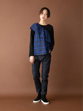 「petit main LIEN（プティマインリアン）のアイテム」を使った、petit　main・b-roomさん（レディース・165cm）の秋コーディネート