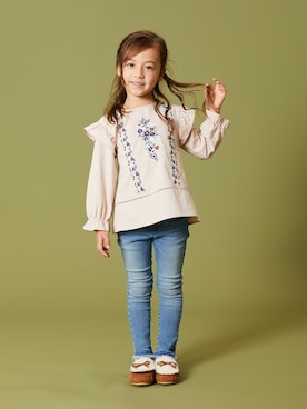 「アイテム（モカシン/デッキシューズ）」を使った、petit　main・b-roomさん（キッズ・108cm）の秋コーディネート