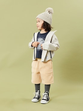 「petit main」｜「アイテム（マウンテンパーカー）」を使った、petit　main・b-roomさん（キッズ・104cm）の秋コーディネート