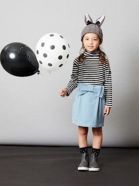 「コクーンスカート」｜「アイテム（帽子）」を使った、petit　main・b-roomさん（キッズ・108cm）の秋コーディネート