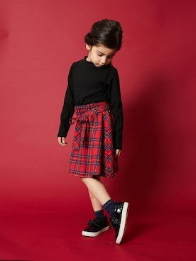 「ドッキングワンピ」｜「アイテム（スリッポン）」を使った、petit　main・b-roomさん（キッズ・106cm）の秋コーディネート