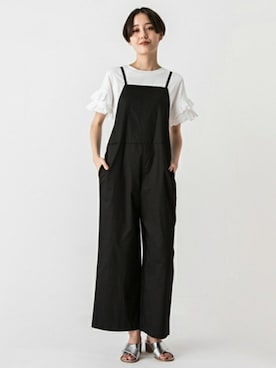 「petit main」｜「アイテム（つなぎ/オールインワン）」を使った、petit　main・b-roomさん（レディース・168cm）の秋コーディネート