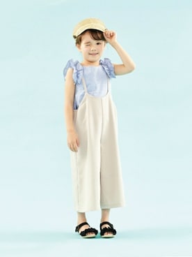 「肩フリル」｜「アイテム（オールインワン・サロペット）」を使った、petit　main・b-roomさん（キッズ・113cm）の秋コーディネート