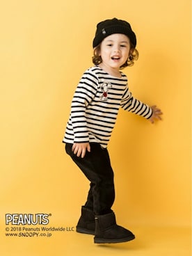 「petit main（プティマイン）のアイテム（Tシャツ/カットソー）」を使った、petit　main・b-roomさん（キッズ・95cm）の秋コーディネート