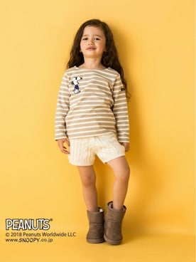 「petit main（プティマイン）のアイテム（Tシャツ/カットソー）」を使った、petit　main・b-roomさん（キッズ・96cm）の秋コーディネート