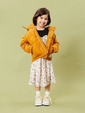 「ドッキングワンピ」｜「アイテム（ブルゾン）」を使った、petit　main・b-roomさん（キッズ・106cm）の秋コーディネート