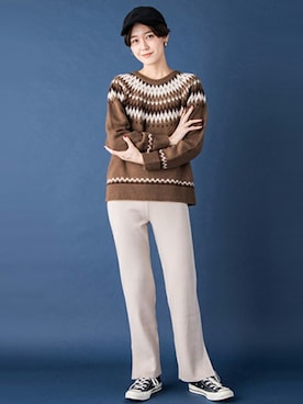 「アイテム（レギンス/スパッツ、ホワイト系）」を使った、petit　main・b-roomさん（レディース・165cm）の冬コーディネート