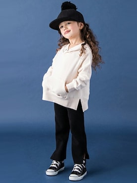 「petit main（プティマイン）のアイテム（帽子）」を使った、petit　main・b-roomさん（キッズ・96cm）の冬コーディネート