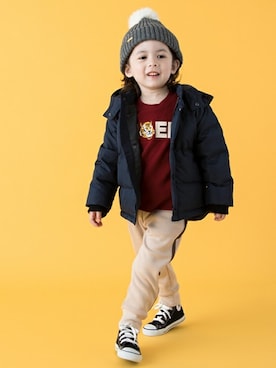 「petit main（プティマイン）のアイテム（ダウンジャケット/コート）」を使った、petit　main・b-roomさん（キッズ・95cm）の冬コーディネート