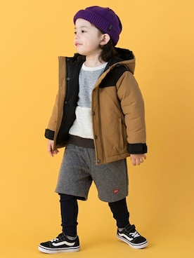 「petit main（プティマイン）のアイテム（ダウンジャケット/コート）」を使った、petit　main・b-roomさん（キッズ・95cm）の冬コーディネート